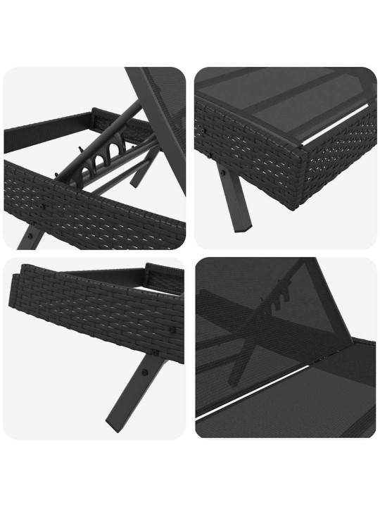 Sauļošanās krēsli 3 pcs melna 40 x 40 x 40.5 cm poliratāns