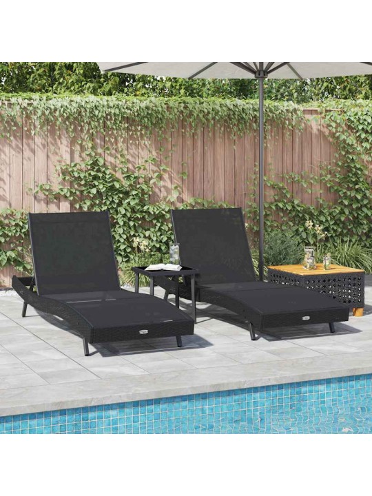 Sauļošanās krēsli 3 pcs melna 40 x 40 x 40.5 cm poliratāns