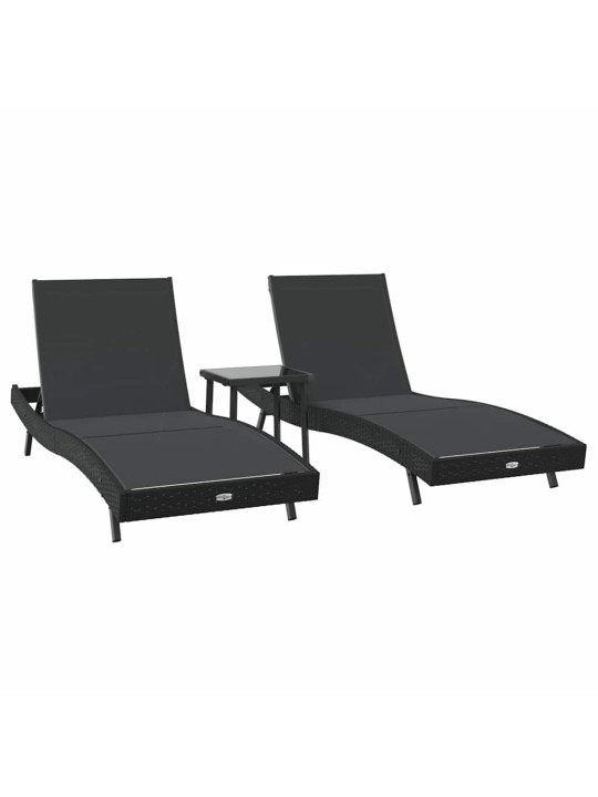 Sauļošanās krēsli 3 pcs melna 40 x 40 x 40.5 cm poliratāns