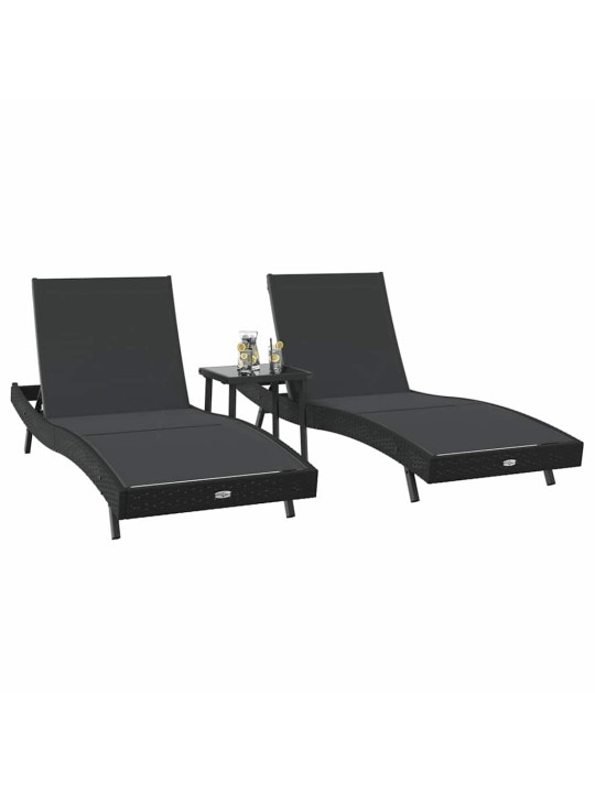 Sauļošanās krēsli 3 pcs melna 40 x 40 x 40.5 cm poliratāns