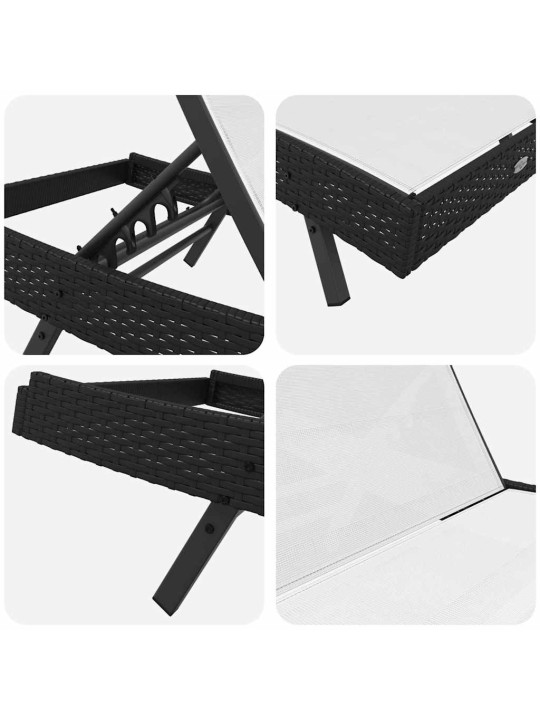 Sauļošanās krēsli 3 pcs melns un balts 40 x 40 x 40.5 cm