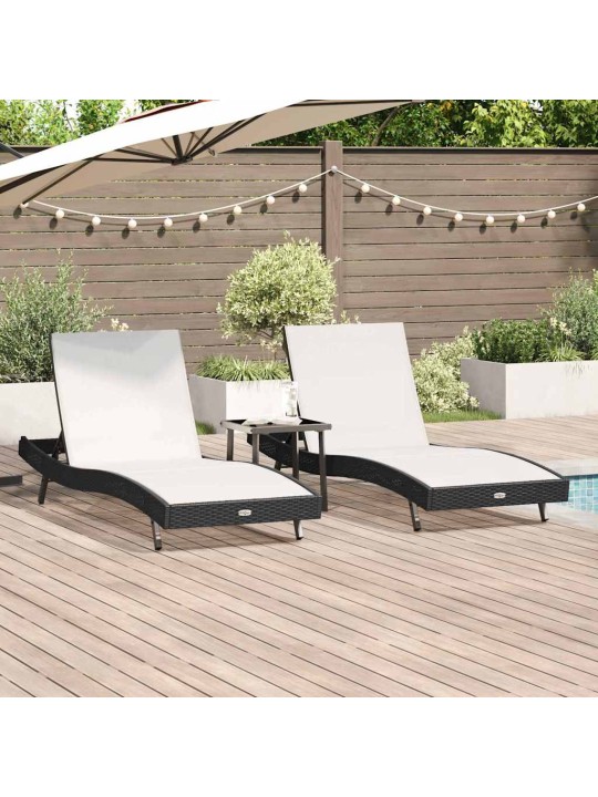 Sauļošanās krēsli 3 pcs melns un balts 40 x 40 x 40.5 cm