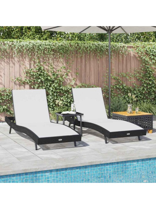 Sauļošanās krēsli 3 pcs melns un balts 40 x 40 x 40.5 cm