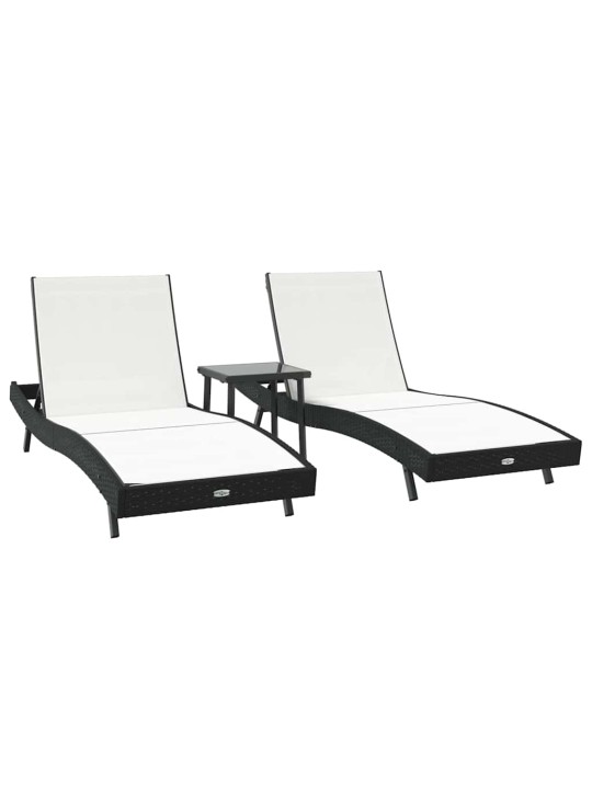 Sauļošanās krēsli 3 pcs melns un balts 40 x 40 x 40.5 cm