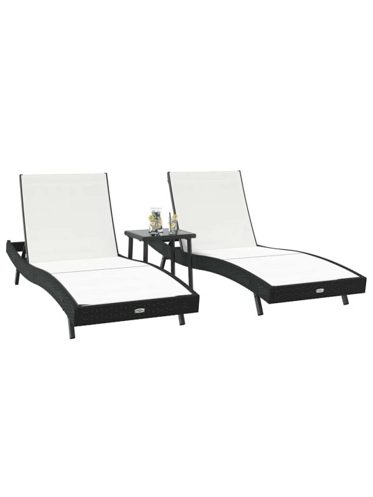 Sauļošanās krēsli 3 pcs melns un balts 40 x 40 x 40.5 cm