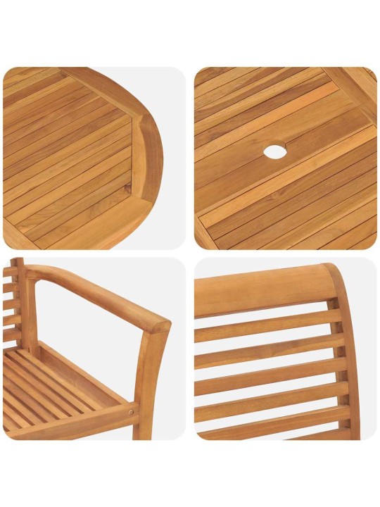 Dārza ēdamgalds 5 pcs brūna masīvs tīkkoks