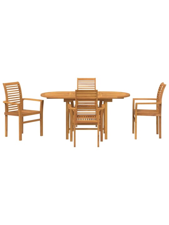 Dārza ēdamgalds 5 pcs brūna masīvs tīkkoks