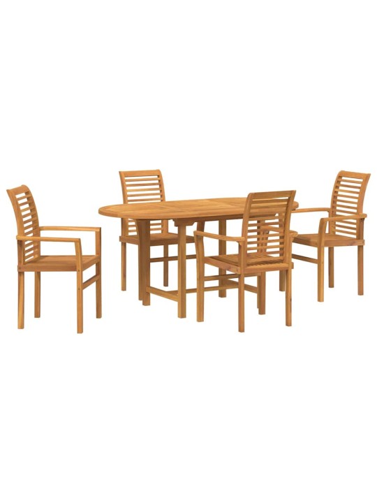 Dārza ēdamgalds 5 pcs brūna masīvs tīkkoks