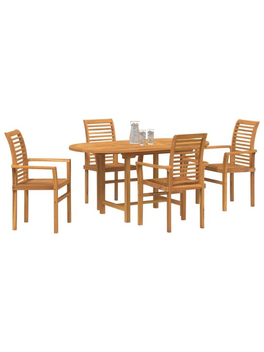 Dārza ēdamgalds 5 pcs brūna masīvs tīkkoks