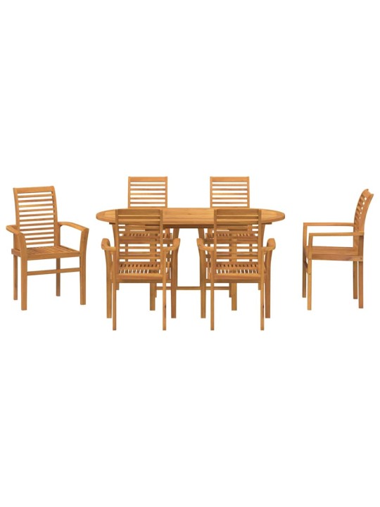 Dārza ēdamgalds 7 pcs brūna masīvs tīkkoks