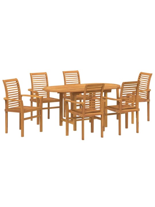 Dārza ēdamgalds 7 pcs brūna masīvs tīkkoks