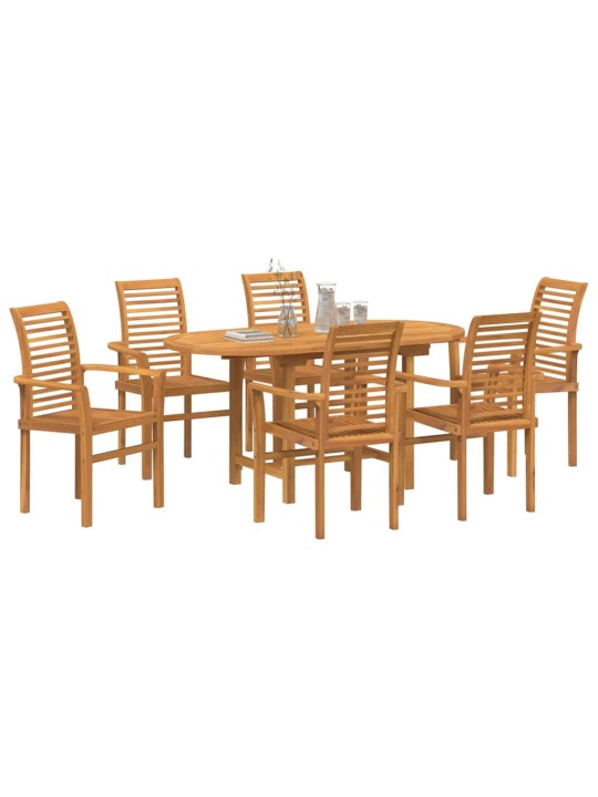 Dārza ēdamgalds 7 pcs brūna masīvs tīkkoks