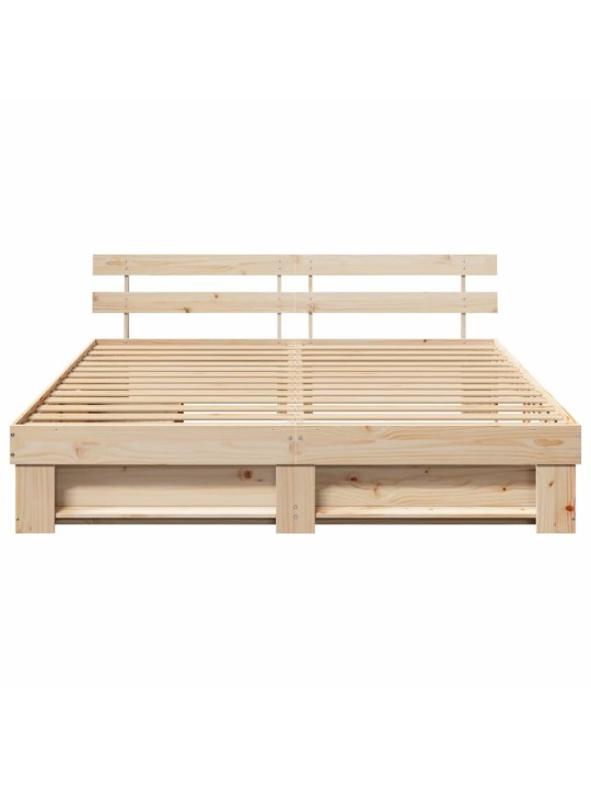 Gultas rāmis ar atvilktni brūna 200 x 200 cm priedes masīvkoks