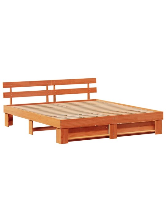 Gultas rāmis vaska brūna 200 x 200 cm priedes masīvkoks