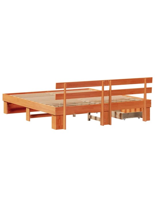 Gultas rāmis vaska brūna 200 x 200 cm priedes masīvkoks