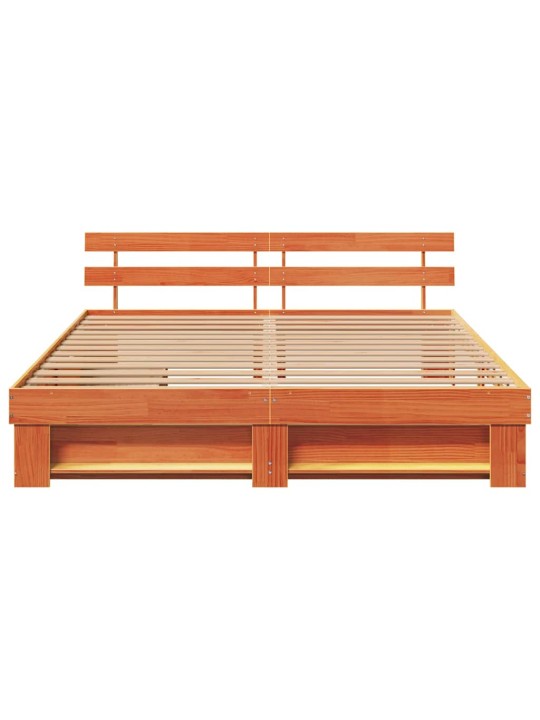 Gultas rāmis vaska brūna 200 x 200 cm priedes masīvkoks