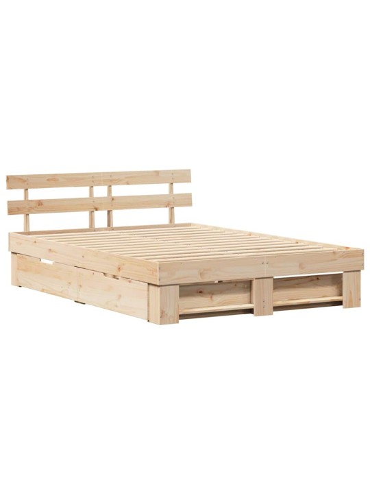 Gultas rāmis ar atvilktni brūna 150 x 200 cm priedes masīvkoks