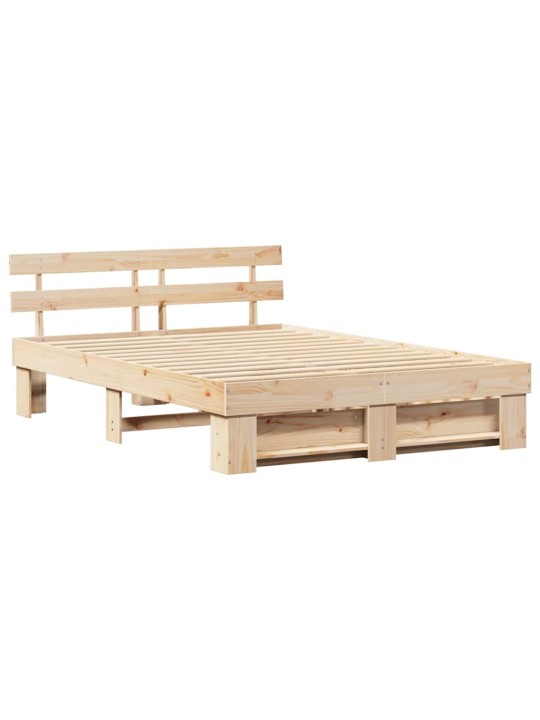 Gultas rāmis ar atvilktni brūna 150 x 200 cm priedes masīvkoks
