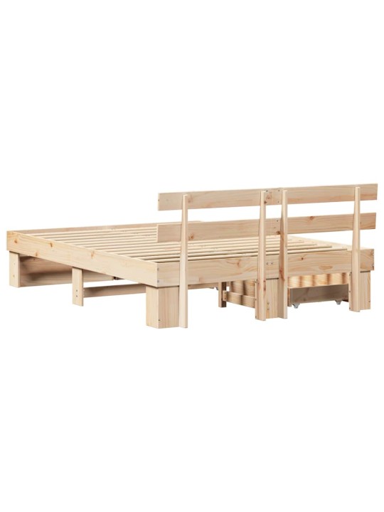 Gultas rāmis ar atvilktni brūna 150 x 200 cm priedes masīvkoks
