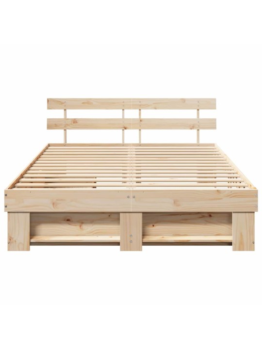 Gultas rāmis ar atvilktni brūna 150 x 200 cm priedes masīvkoks