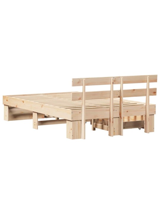 Gultas rāmis ar atvilktni brūna 120 x 200 cm priedes masīvkoks