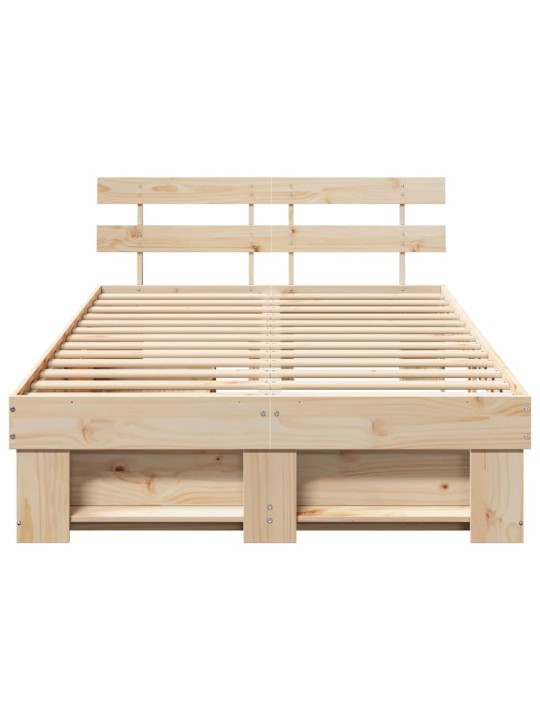 Gultas rāmis ar atvilktni brūna 120 x 200 cm priedes masīvkoks