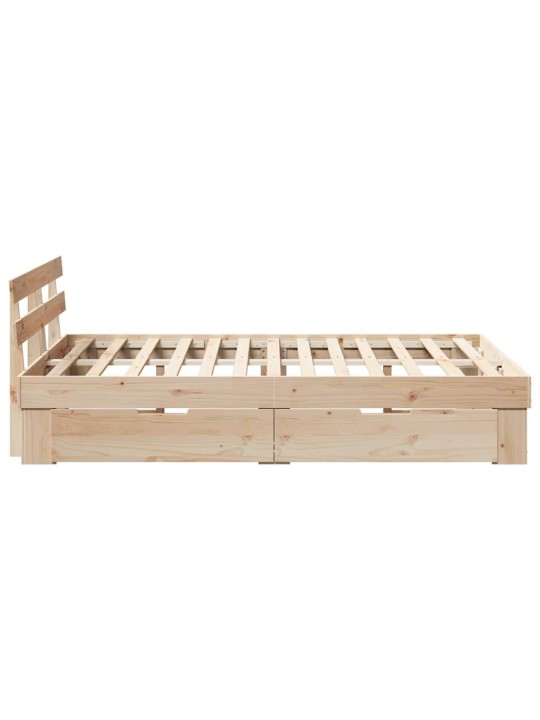 Gultas rāmis ar atvilktni brūna 120 x 200 cm priedes masīvkoks