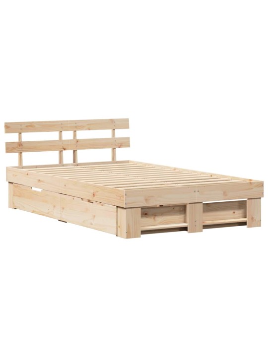 Gultas rāmis ar atvilktni brūna 140 x 190 cm priedes masīvkoks
