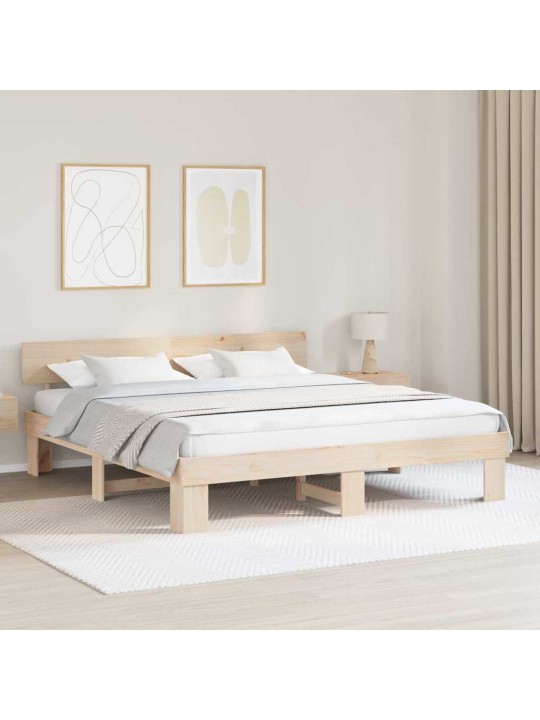 Gultas rāmis brūna 200 x 200 cm priedes masīvkoks