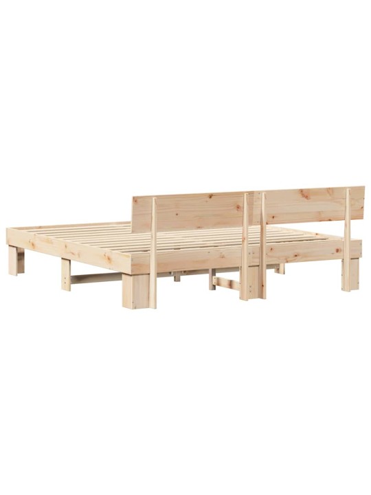 Gultas rāmis brūna 200 x 200 cm priedes masīvkoks