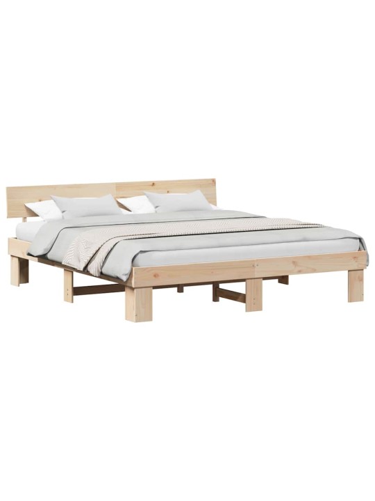 Gultas rāmis brūna 200 x 200 cm priedes masīvkoks