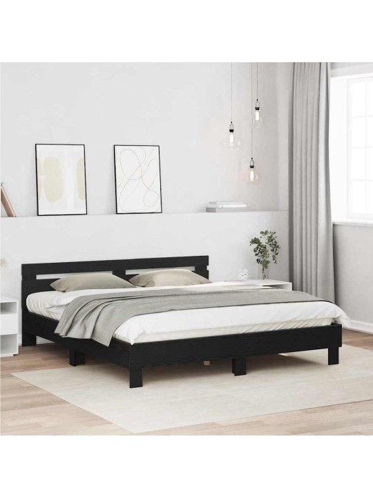 Gultas rāmis melns ozolkoks 180 x 200 cm inženierijas koks