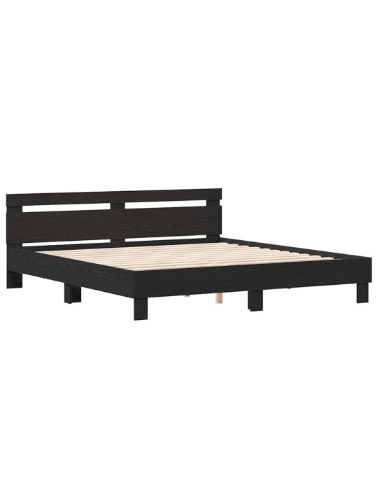 Gultas rāmis melns ozolkoks 180 x 200 cm inženierijas koks