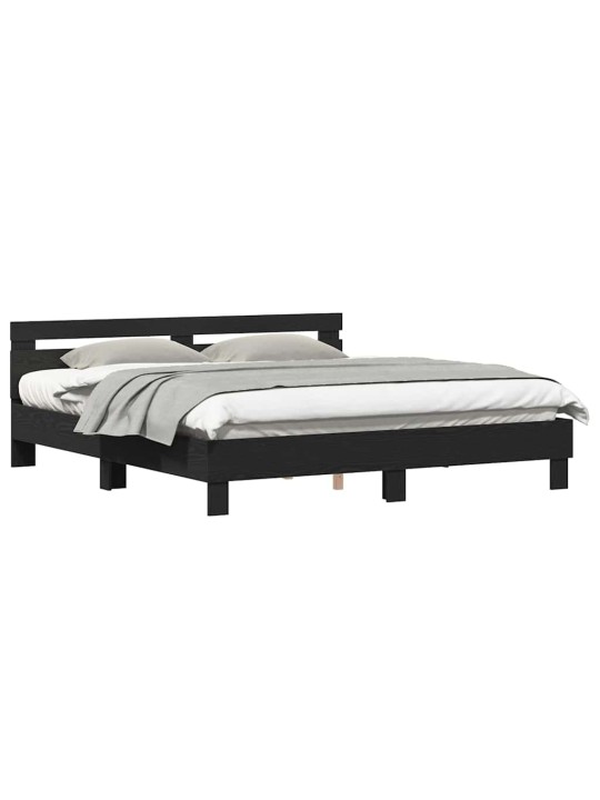Gultas rāmis melns ozolkoks 180 x 200 cm inženierijas koks