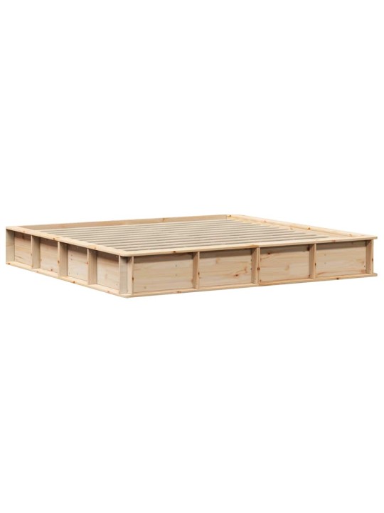 Gultas rāmis ar uzglabāšanu brūna 200 x 200 cm priežu koks