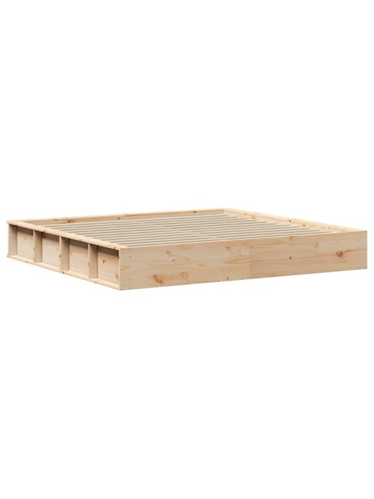 Gultas rāmis ar uzglabāšanu brūna 200 x 200 cm priežu koks