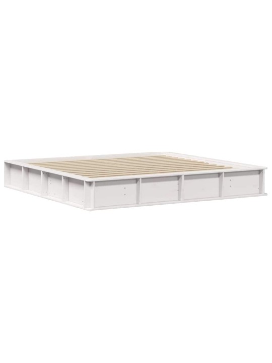 Gultas rāmis ar uzglabāšanu balts 200 x 200 cm koka