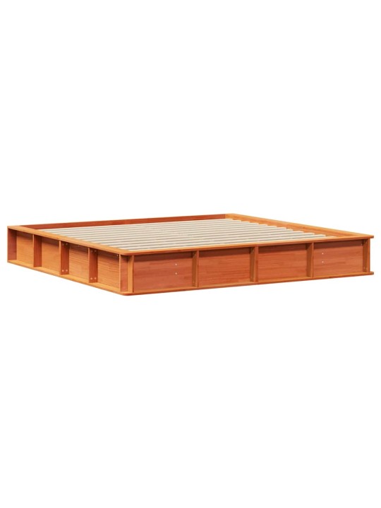 Gultas rāmis ar uzglabāšanu vaska brūna 200 x 200 cm koka