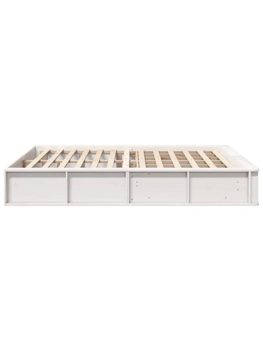 Gultas rāmis balts 210 x 168 x 30 cm ciets priedes koks