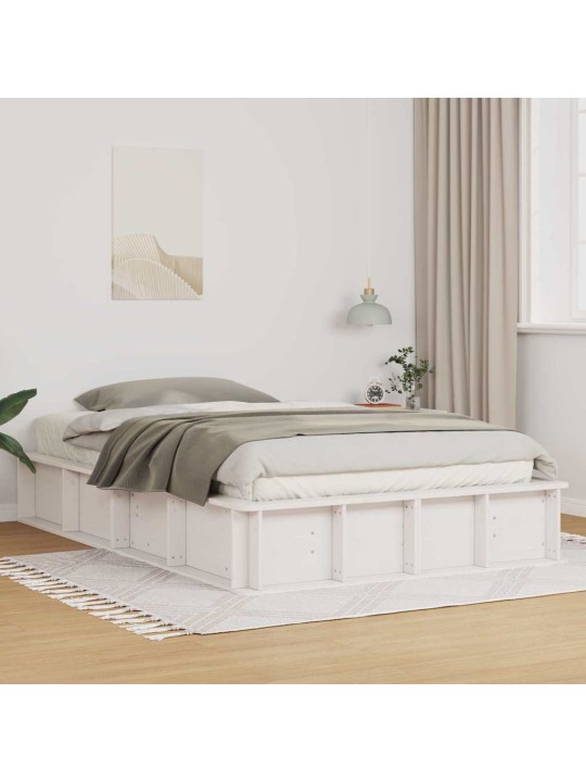 Gultas rāmis balts 210 x 158 x 30 cm ciets priedes koks