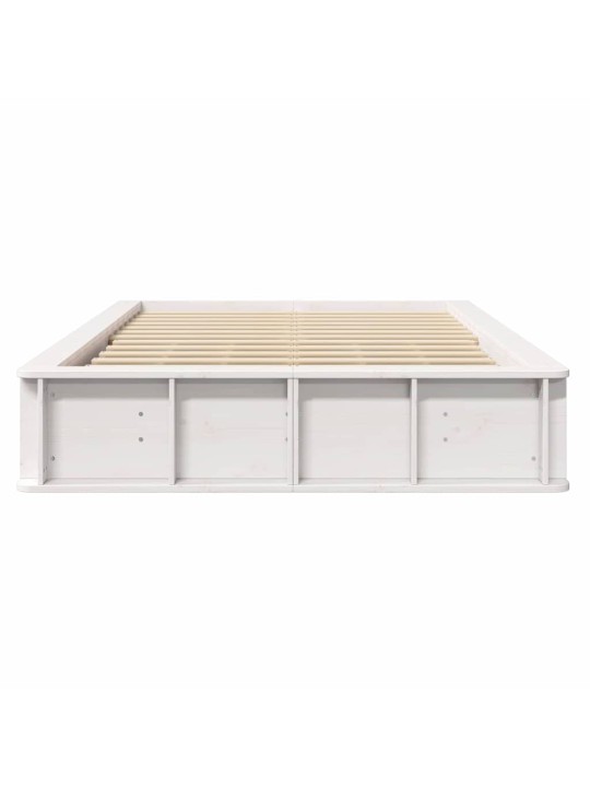 Gultas rāmis balts 210 x 158 x 30 cm ciets priedes koks