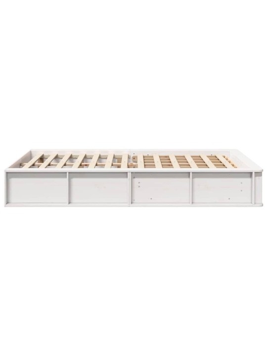 Gultas rāmis balts 210 x 158 x 30 cm ciets priedes koks