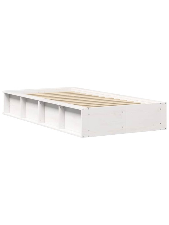 Gultas rāmis ar uzglabāšanu balts 100 x 200 cm masīvkoks