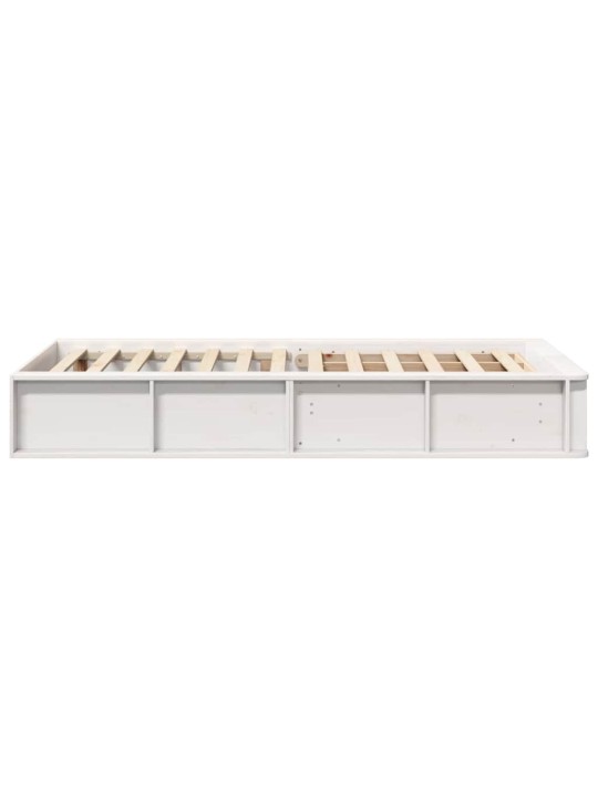 Gultas rāmis ar uzglabāšanu balts 100 x 200 cm masīvkoks