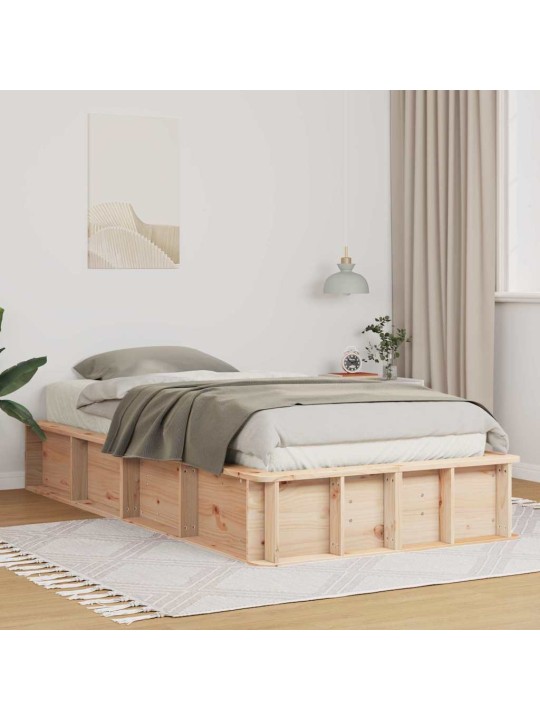 Gultas rāmis ar uzglabāšanu brūna 90 x 200 cm priedes masīvkoks