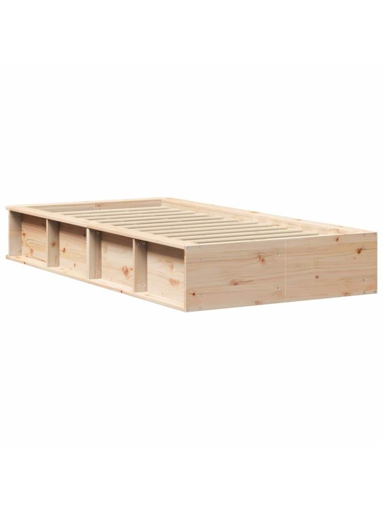 Gultas rāmis ar uzglabāšanu brūna 90 x 200 cm priedes masīvkoks
