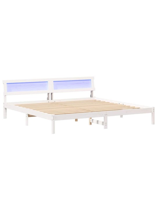 Gultas rāmis balts 200 x 200 cm priedes masīvkoks