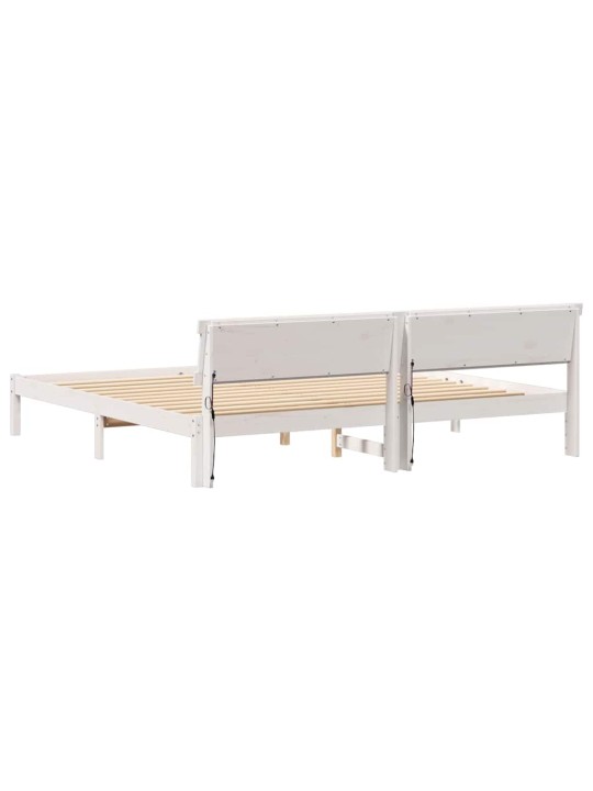 Gultas rāmis balts 200 x 200 cm priedes masīvkoks