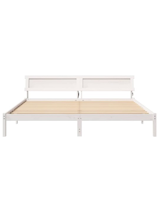 Gultas rāmis balts 200 x 200 cm priedes masīvkoks