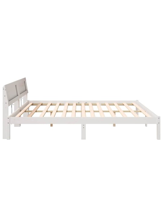 Gultas rāmis balts 200 x 200 cm priedes masīvkoks